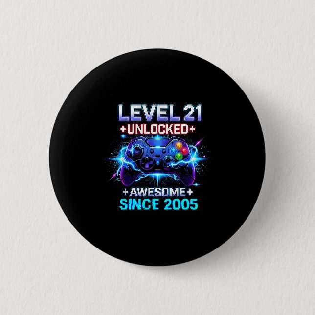 Level 21 Unlocked Awesome Since 2005 21st Birthday Knapp (Framsida)