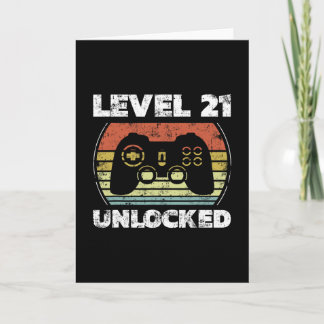 Level 21 Unlocked Funny Video Gamer 21st Birthday  Kort
