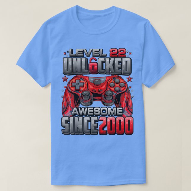 Level 22 Unlocked Awesome Since 2000 22nd Birthday T Shirt (Design framsida)
