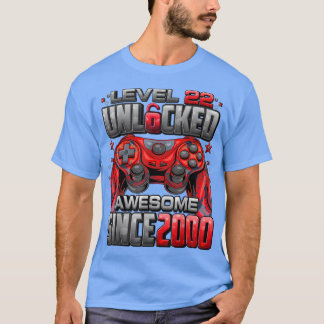 Level 22 Unlocked Awesome Since 2000 22nd Birthday T Shirt