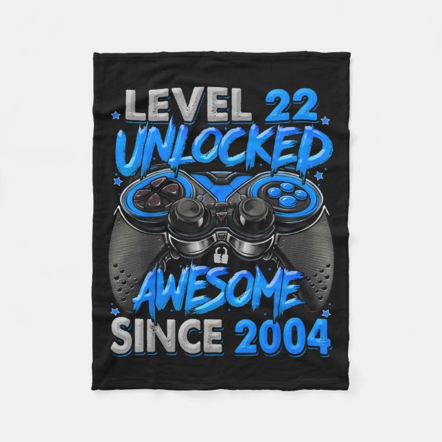 Level 22 Unlocked Awesome Since 2004 22nd Birthday Fleecefilt (Framsidan)