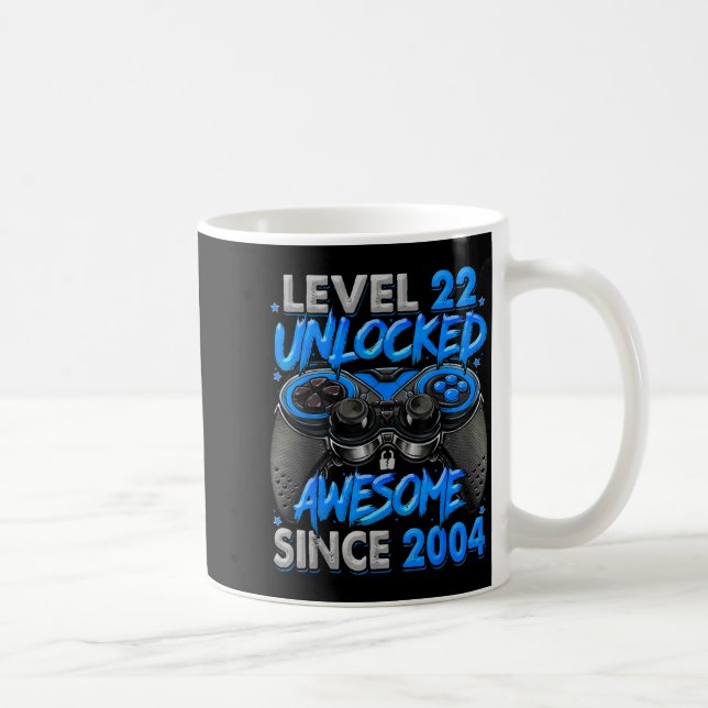 Level 22 Unlocked Awesome Since 2004 22nd Birthday Kaffemugg (Höger)