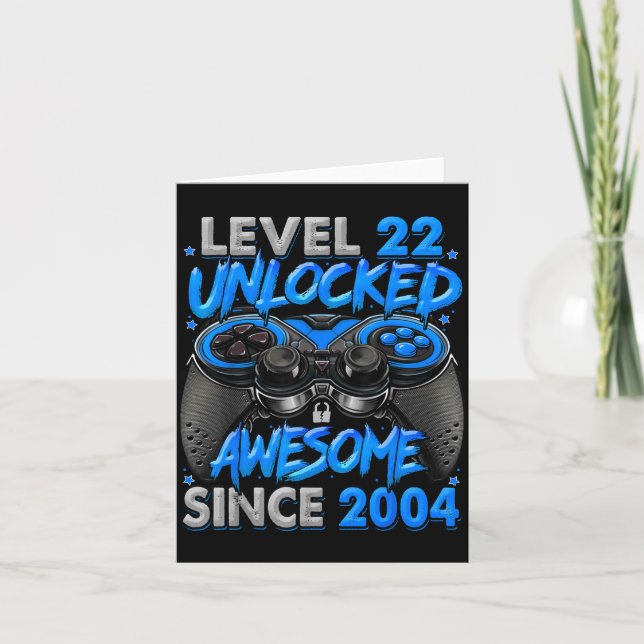 Level 22 Unlocked Awesome Since 2004 22nd Birthday Kort (Framsida)