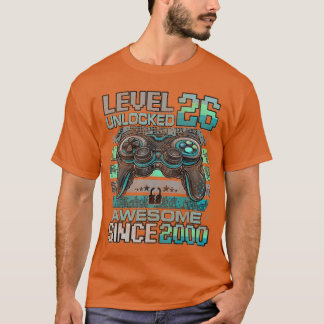 Level 26 Unlocked Awesome Since 2000 26th Birthday T Shirt