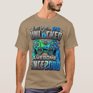 Level 26 Unlocked Awesome Since 2000 26th Birthday T Shirt