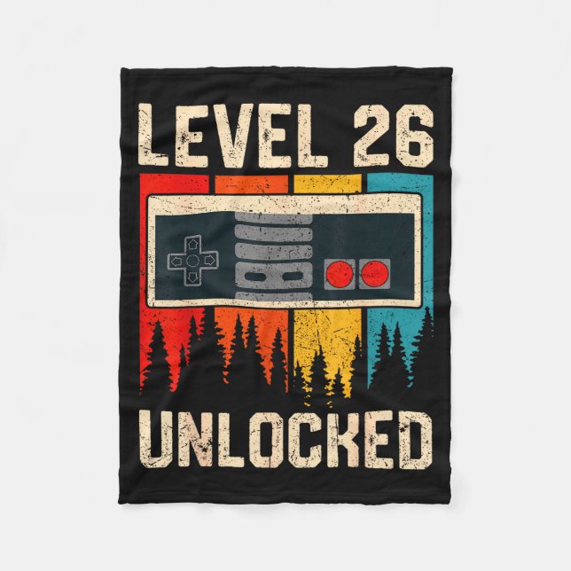 Level 26 Unlocked Video Game Controller Birthday M Fleecefilt (Framsidan)