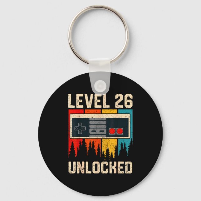 Level 26 Unlocked Video Game Controller Birthday M Nyckelring (Framsida)