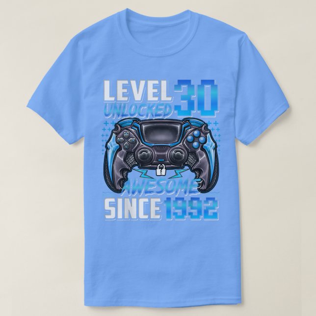 Level 30 Unlocked Awesome Since 1992 30th Birthday T Shirt (Design framsida)