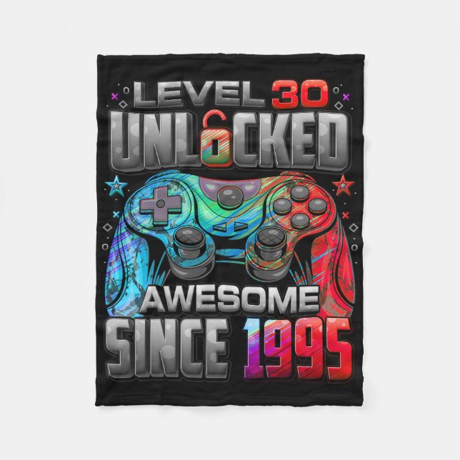 Level 30 Unlocked Awesome Since 1995 30th Birthday Fleecefilt (Framsidan)