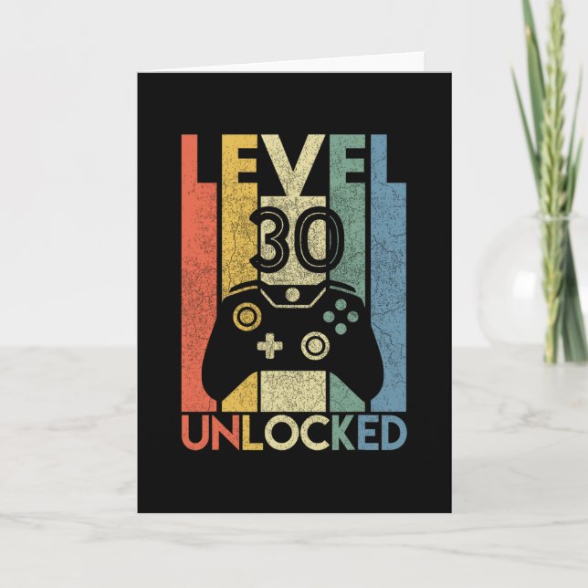 Level 30 Unlocked Funny Video Gamer 30th Birthday  Kort (Framsida)