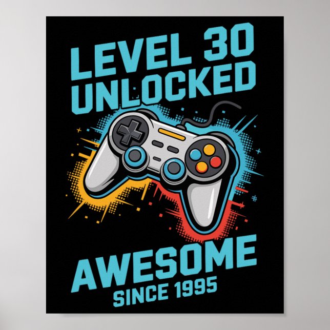 Level 30 Unlocked Gamer 30th Birthday  Poster (Framsidan)