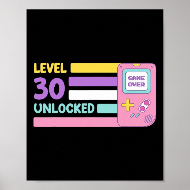Level 30 Unlocked Video Player 30 Years Bday Retro Poster (Framsidan)