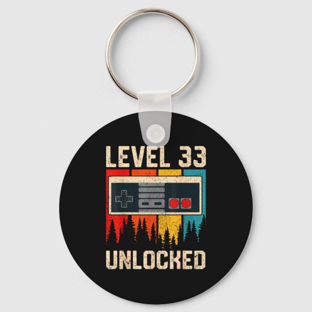 Level 33 Unlocked Video Game Controller Birthday M Nyckelring (Framsida)