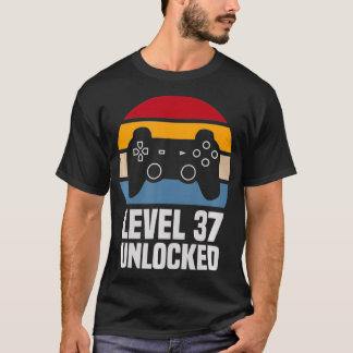 Level 37 Unlocked 37th Birthday 37 Years Old Video T Shirt