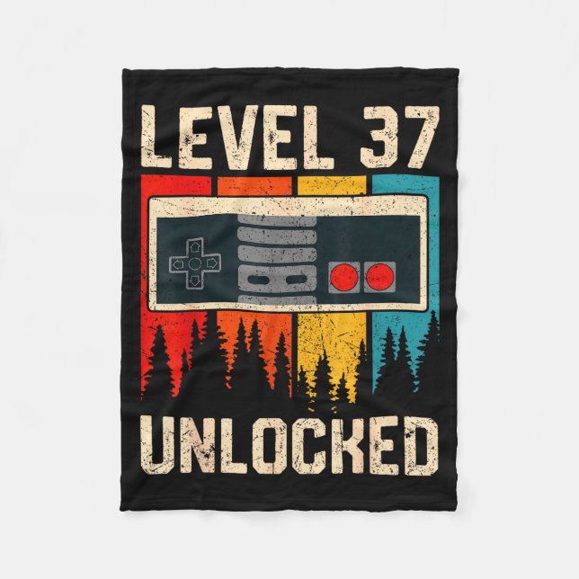 Level 37 Unlocked Video Game Controller Birthday M Fleecefilt (Framsidan)