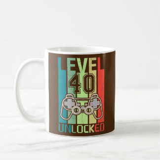 Level 40 Unlocked Video Gamer 40th Birthday Gifts Kaffemugg