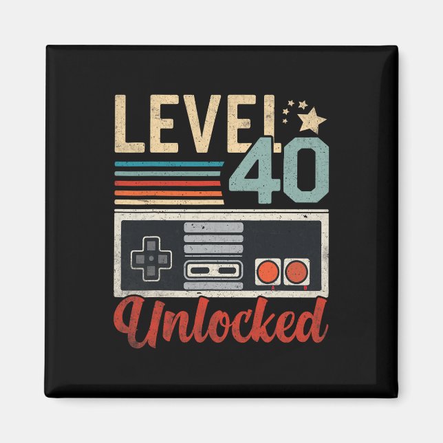 Level 40 Unlocked Video Gamer Controller 40th Birt Magnet (Framsidan)