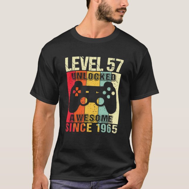 Level 57 Unlocked 57Th Birthday Gamer Awesome Sinc T Shirt (Framsida)