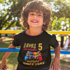 Level 5 Unlocked - Funny Birthday 5 Kids T Shirt