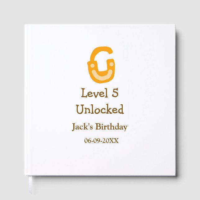 Level 5 unlocked lock orange brown happy birthday  gästböcker (Framsida)