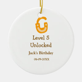 Level 5 unlocked lock orange brown happy birthday  julgransprydnad keramik