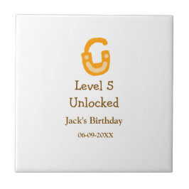 Level 5 unlocked lock orange brown happy birthday  kakelplatta