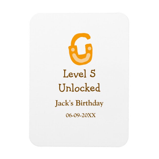 Level 5 unlocked lock orange brown happy birthday  magnet (Vertikal)