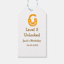 Level 5 unlocked lock orange brown happy birthday  presentetikett