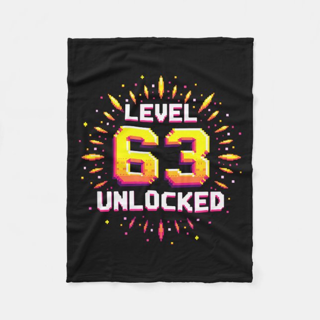 Level 63 Unlocked Birthday Gift Gamer Milestone  Fleecefilt (Framsidan)