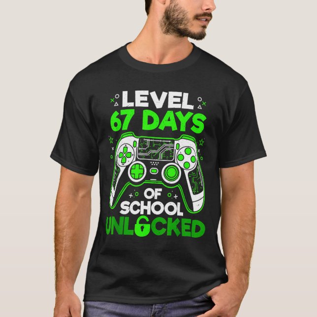 Level 67 Days Of School Unlocked Boys 67th Day Of  T Shirt (Framsida)