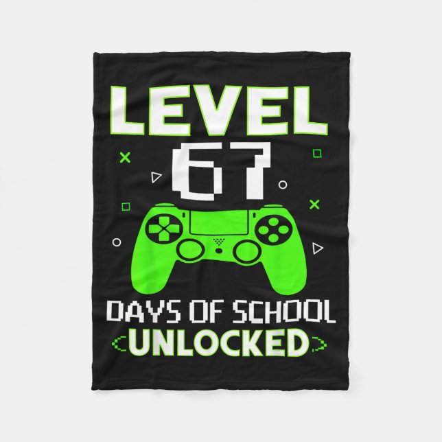 Level 67 Days Of School Unlocked Funny Gamer Kids  Fleecefilt (Framsidan)