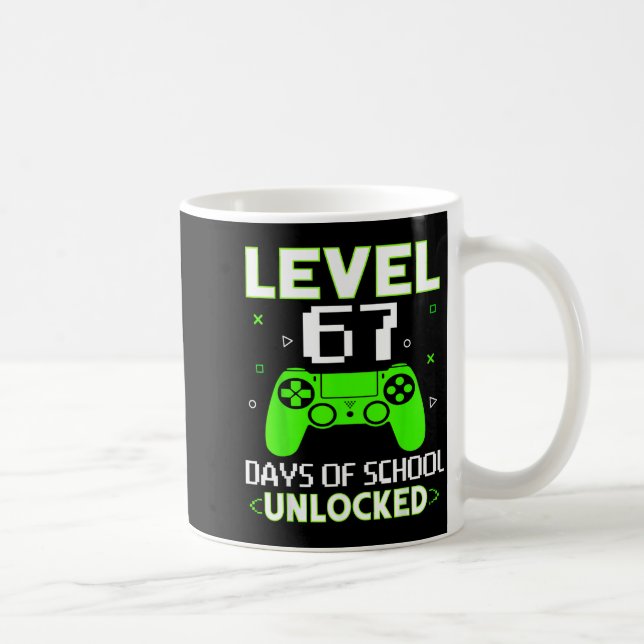 Level 67 Days Of School Unlocked Funny Gamer Kids  Kaffemugg (Höger)