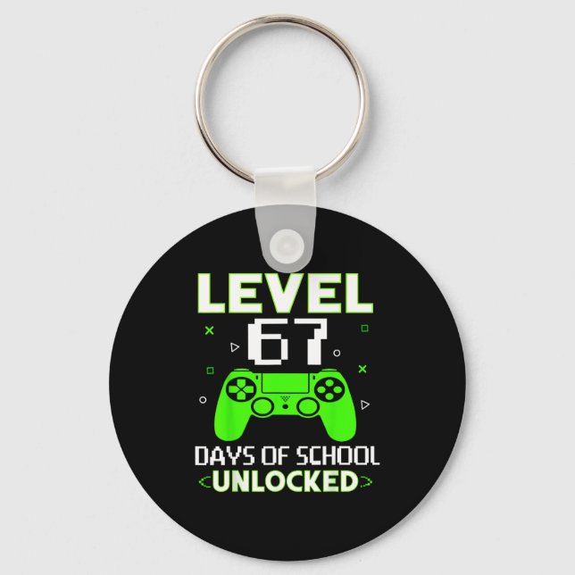Level 67 Days Of School Unlocked Funny Gamer Kids  Nyckelring (Framsida)