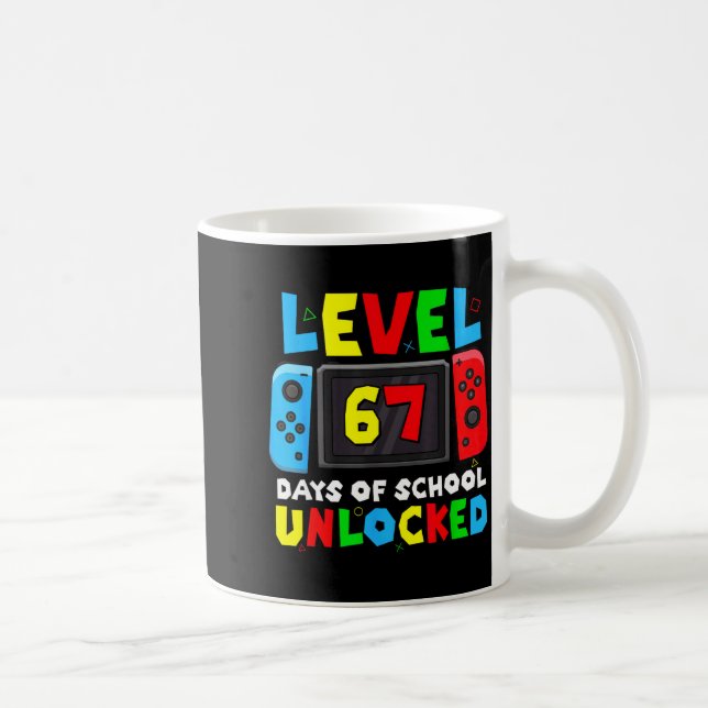 Level 67 Days Of School Unlocked Gamer Video Funny Kaffemugg (Höger)