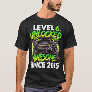 Level 6 Unlocked Awesome Since 2015 6th Birthday G T Shirt