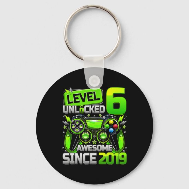 Level 6 Unlocked Awesome Since 6th Birthday Gaming Nyckelring (Framsida)