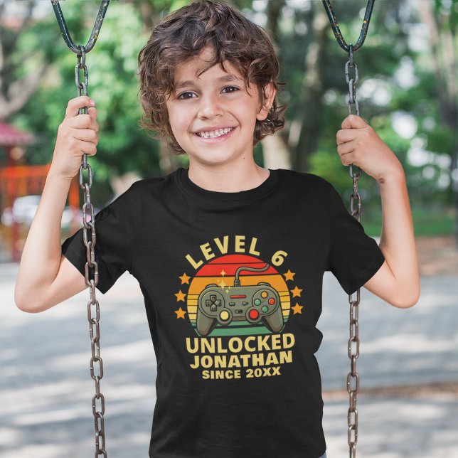 Level 6 Unlocked Gamer Boy Birthday 6 T Shirt (Skapare uppladdad)