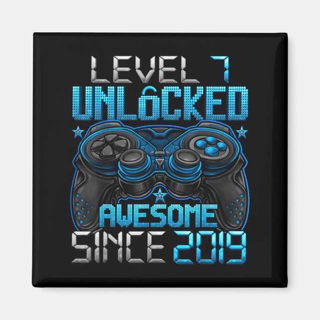 Level 7 Unlocked 7 Year Old For Boys 7th Birthday  Magnet (Framsidan)