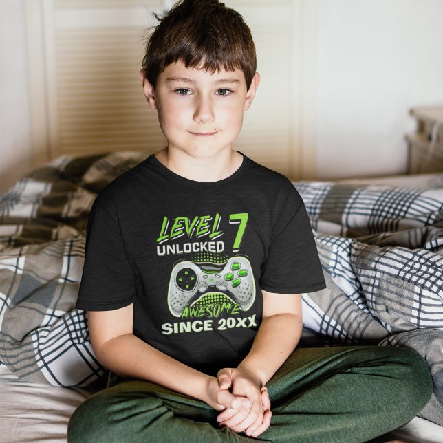 Level 7 Unlocked - Fun Birthday 7 Gamer  T Shirt (Skapare uppladdad)