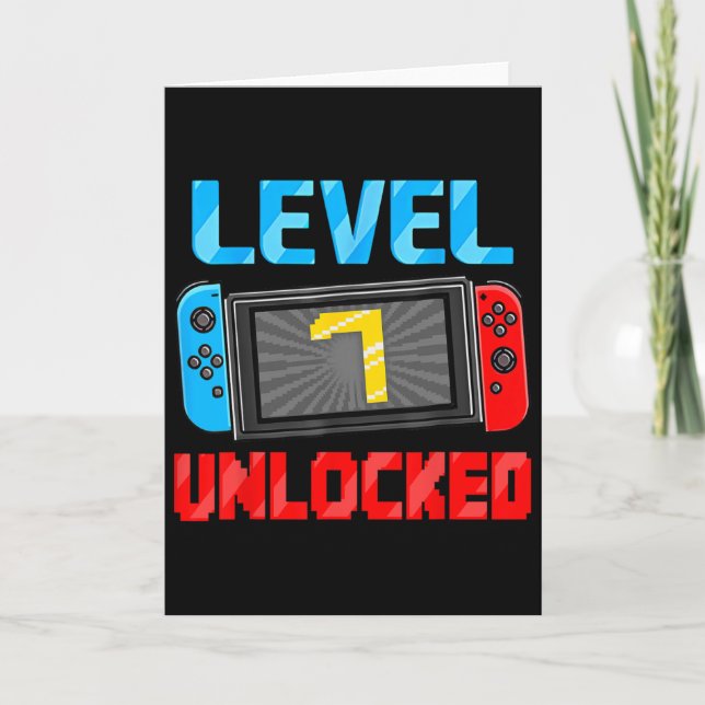 Level 7 Unlocked Gamer 7th Birthday Gift Video Gam Kort (Framsida)