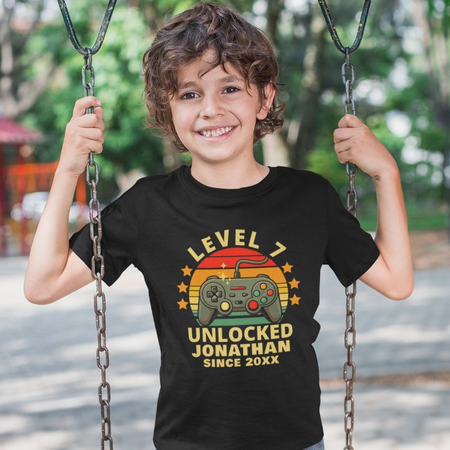 Level 7 Unlocked Gamer Boy Birthday 7 T Shirt (Skapare uppladdad)