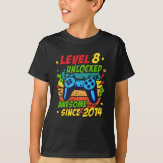 Level 8 Unlocked Awesome 2014 Game 8th Birthday T Shirt