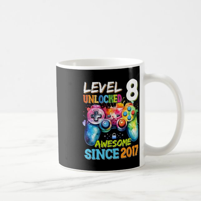 Level 8 Unlocked Awesome 2017 Video Games Birthday Kaffemugg (Höger)