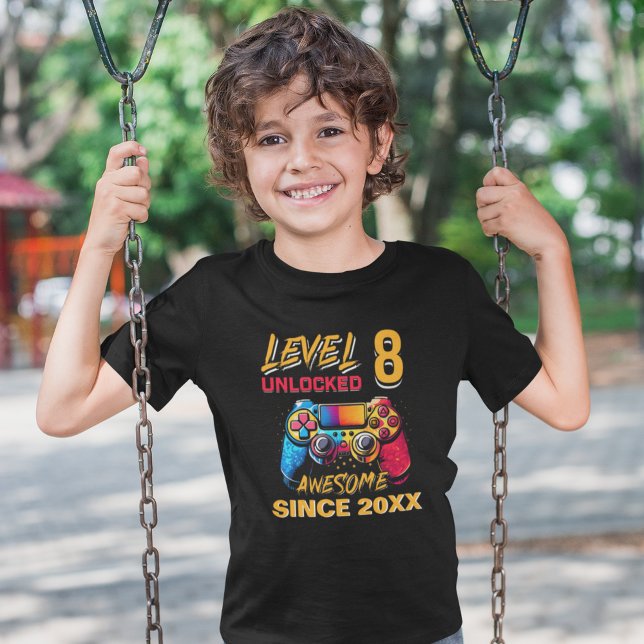 Level 8 Unlocked - Fun Birthday 8 Gamer  T Shirt (Skapare uppladdad)