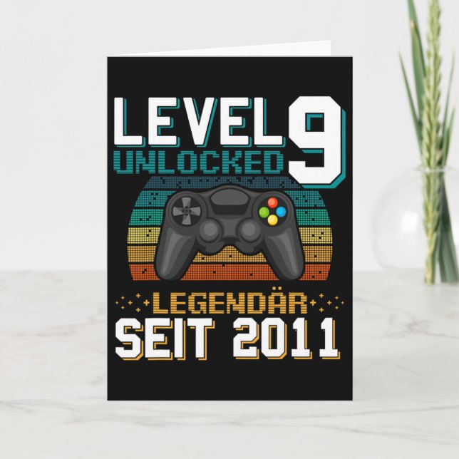 Level 9 Unlocked 9th Birthday 9 Year Old Video Gam Kort (Framsida)