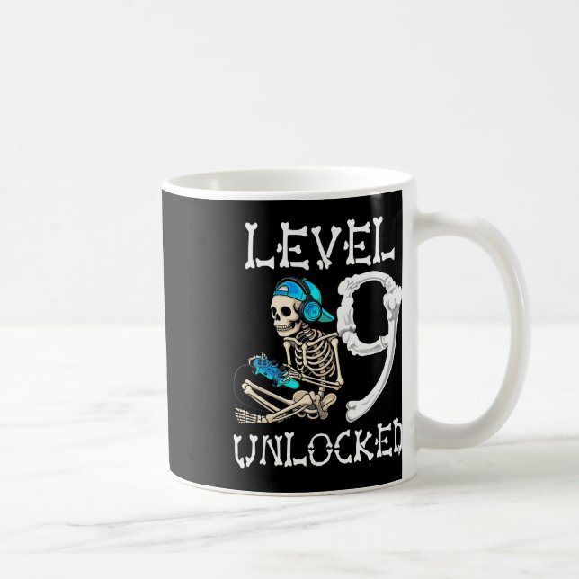 Level 9 Unlocked Skeleton Gamer Video Gaming 9th B Kaffemugg (Höger)