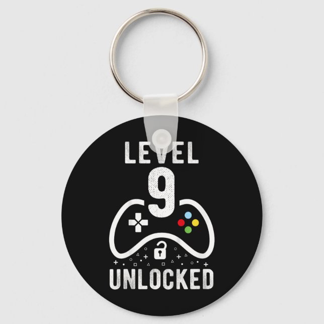 Level 9 Unlocked Video Game 9th Birthday Gift  Nyckelring (Framsida)