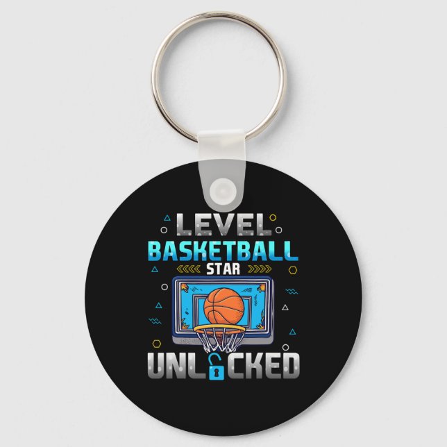 Level Basketball Star Unlocked Boys Men Gamer  Nyckelring (Framsida)