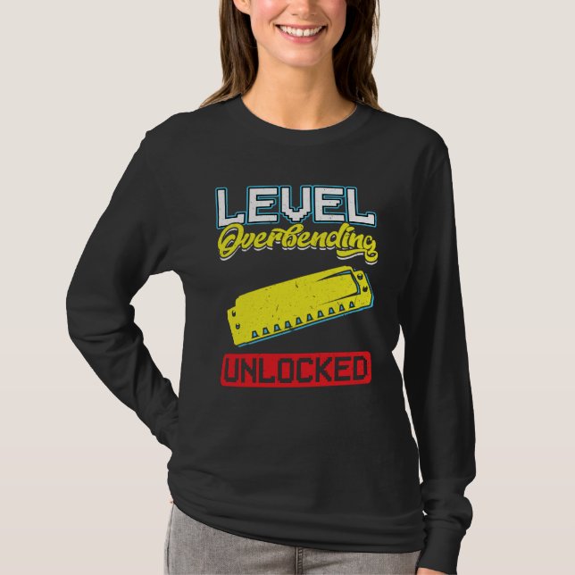 Level Overbending Unlocked Harmonica Player T Shirt (Framsida)
