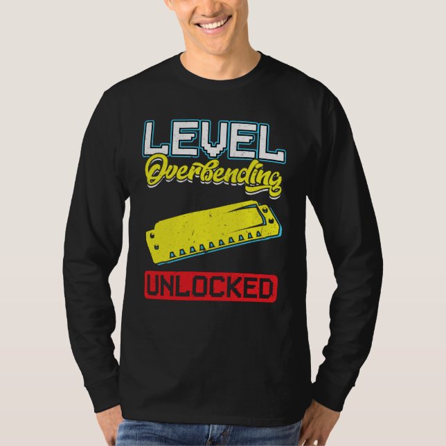 Level Overbending Unlocked Harmonica Player T Shirt (Framsida)